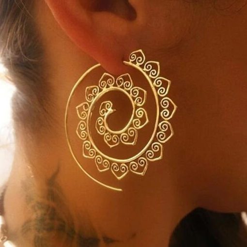 Bohemian Spiral Earrings, Spiral Hoop Earrings, Minimalist Earrings | Mandala Earrings 1